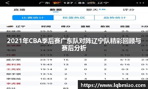 2021年CBA季后赛广东队对阵辽宁队精彩回顾与赛后分析